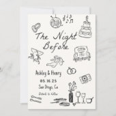 手描きのリハーサルディナー前夜 招待状 (正面)