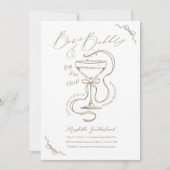 手描きのリボンとバブルカクテルのおしゃれなブライダルシャワー 招待状 (正面)