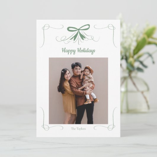 手描きのリボンとボウのクリスマスカード シーズンカード (スタンド正面)