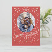 手描きのリボンと弓の季節のごあいさつ写真 シーズンカード (スタンド正面)