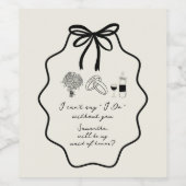 手描きのリボンと花のドレスの伴娘へのお願いラベル ワインラベル (シングルラベル)