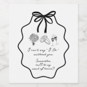 手描きのリボンと花のドレス メイドオブオナー プロポーズ ワインラベル (シングルラベル)
