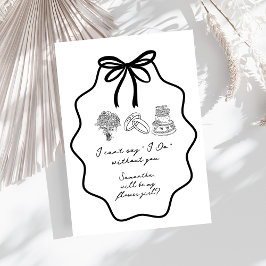 手描きのリボンと花のフラワガール プロポーズ 招待状