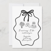 手描きのリボンと花のフラワガール プロポーズ 招待状 (正面)