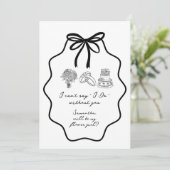 手描きのリボンと花のフラワガール プロポーズ 招待状 (スタンド正面)