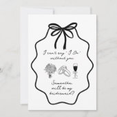 手描きのリボンと花のブライズメイドへのお願いカード 招待状 (正面)