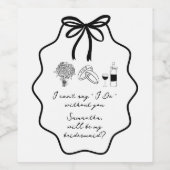 手描きのリボンと花のブライズメイド提案 ワインラベル (シングルラベル)