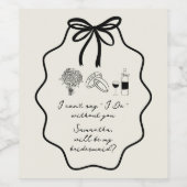 手描きのリボンと花のブライズメイド提案 ワインラベル (シングルラベル)