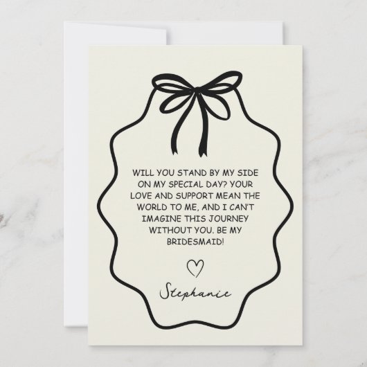 手描きのリボンと花のブライズメイド提案 招待状 (裏面)