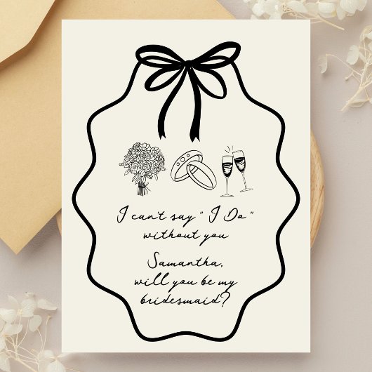 手描きのリボンと花のブライズメイド提案 招待状