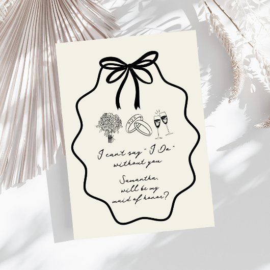 手描きのリボンと花のメイドオブオナーへの提案 招待状