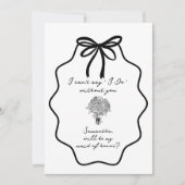 手描きのリボンと花のメイドオブオナー プロポーズ 招待状 (正面)