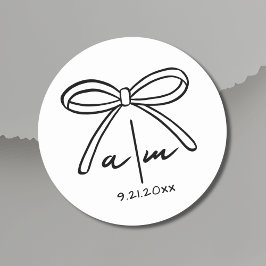 手描きのリボン付きの幻想的な結婚式モノグラム ラウンドシール