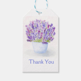 手描きのルーズな水彩ラベンダー花模様 ギフトタグ