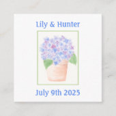 手描きのルーズウォーターカラー紫陽花の花 エンクロージャーカード (正面)