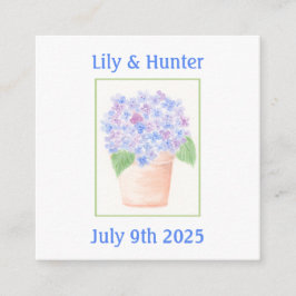 手描きのルーズウォーターカラー紫陽花の花 エンクロージャーカード