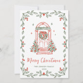 手描きのレトロなクリスマスの落書き シーズンカード (正面)