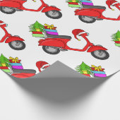 手描きのレトロクリスマススクーター ラッピングペーパー (角)