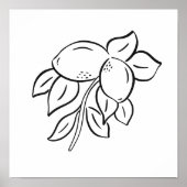 手描きのレモンの枝のアート ポスター (正面)