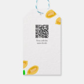 手描きのレモンリーフが付いたQRコードのプリンセスシャワー ギフトタグ (裏面)
