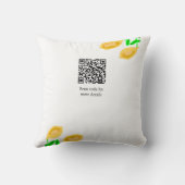 手描きのレモンリーフが付いたQRコードの結婚前お茶会を追加 クッション (裏面)