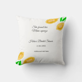 手描きのレモンリーフが付いたQRコードの結婚前お茶会を追加 クッション