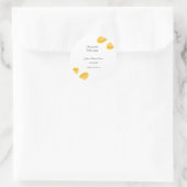 手描きのレモンリーフが付いたQRコードの結婚前お茶会を追加 ラウンドシール (バッグ)