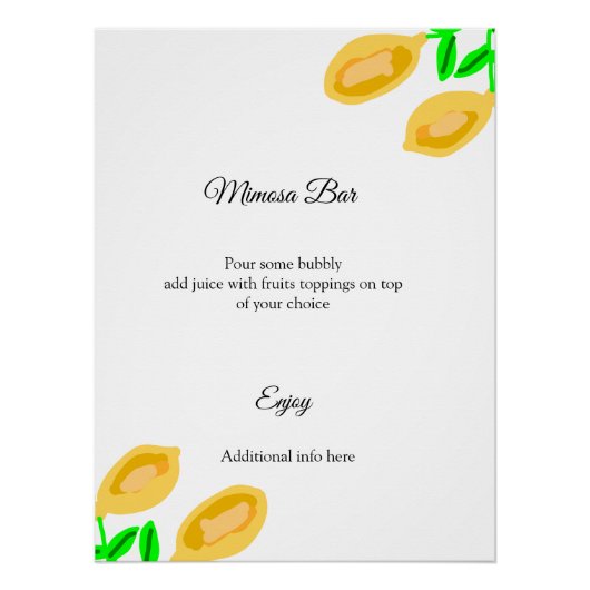 手描きのレモンリーフがQRコードの結婚前お茶会を追加 ポスター (正面)