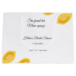 手描きのレモンリーフがQRコードの結婚前お茶会を追加 ラージペーパーバッグ