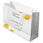 手描きのレモンリーフがQRコードの結婚前お茶会を追加 ラージペーパーバッグ (正面アングル)