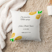 手描きのレモンリーフがQRコードの結婚前のお祝いを追加 クッション (ブランケット)