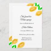 手描きのレモンリーフがQRコードの結婚前パーティーを追加 招待状 (正面/裏面)