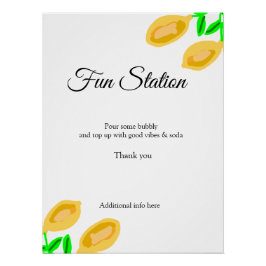 手描きのレモンリーフがQRコードの結婚式前のお祝いギフトに追加 ポスター