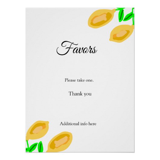 手描きのレモンリーフがQRコードの結婚式前のお祝いギフトに ポスター (正面)