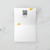 手描きのレモンリーフがQRコードの結婚式前パーティーを追加 サンキューカード (内部)