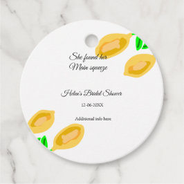 手描きのレモンリーフがQRコードの結婚式前パーティーを追加 フェイバータグ