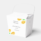 手描きのレモンリーフがQRコードを追加した結婚前のお茶会 フェイバーボックス (正面サイド)