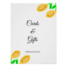 手描きのレモンリーフのカードとギフト ポスター