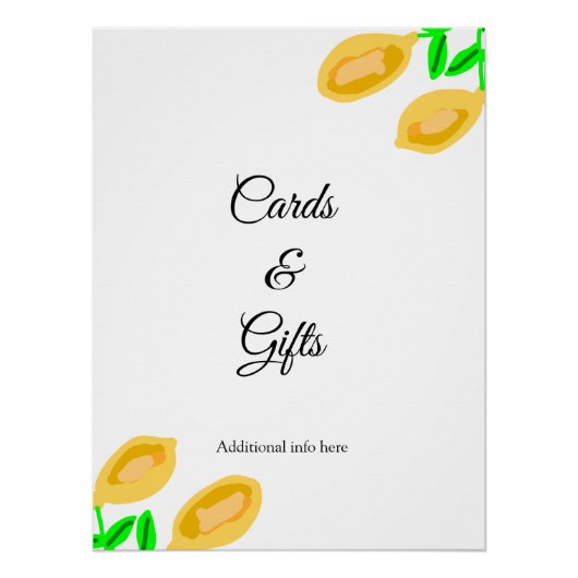 手描きのレモンリーフのカードとギフト ポスター (正面)