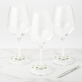 手描きのレモン柄 - カップル名 ワイングラスタグ (セット)