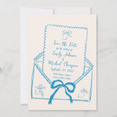 手描きのレモン イタリアン セーブ・ザ・デート 招待状 (正面)