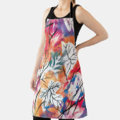 手描きのレモン、青い葉のパターン。 エプロン (インサイチュ)