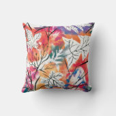 手描きのレモン、青い葉のパターン。 クッション (裏面)