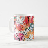 手描きのレモン、青い葉のパターン。 コーヒーマグカップ (正面左)