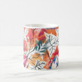 手描きのレモン、青い葉のパターン。 コーヒーマグカップ (中央)