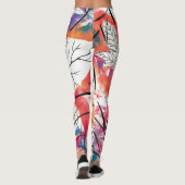 手描きのレモン、青い葉のパターン。 レギンス (裏面)