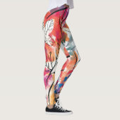 手描きのレモン、青い葉のパターン。 レギンス (右)