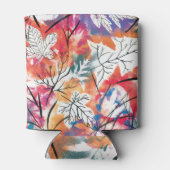 手描きのレモン、青い葉のパターン。 缶クーラー (裏面)