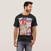 手描きのレモン、青い葉のパターン。 Tシャツ (正面フル)