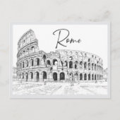 手描きのローマのコロッセオ イタリアのランドマーク ポストカード (正面)